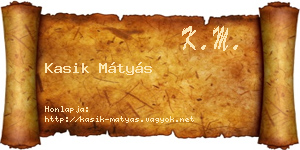 Kasik Mátyás névjegykártya
